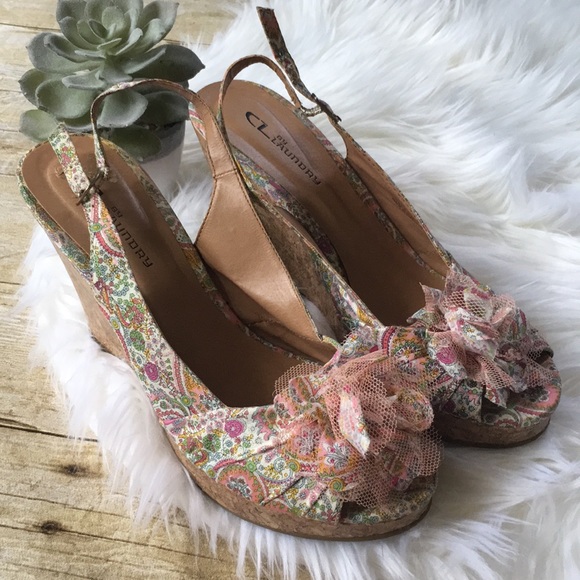 CL by Laundry Shoes - CL by Laundry Paisley Flower Wedge Sandal Size 9